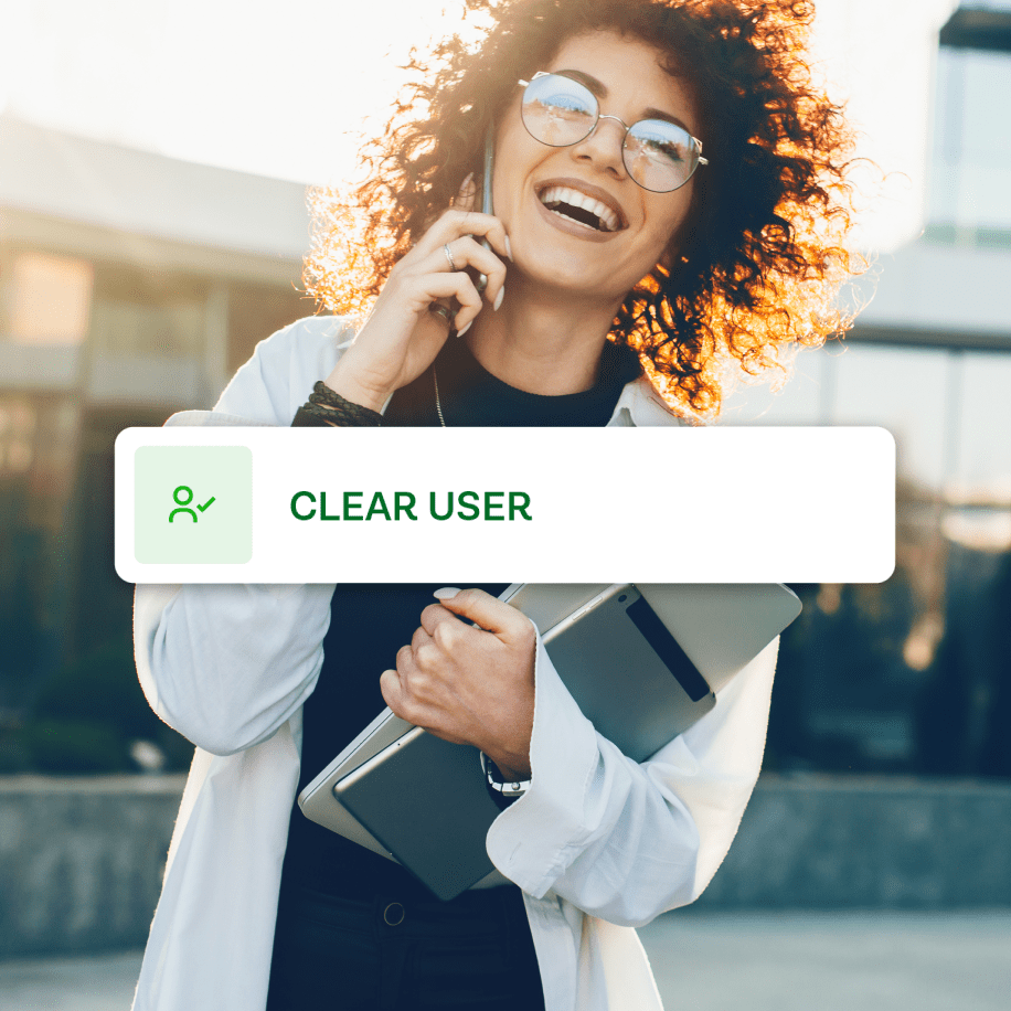 Happy woman with clear user notification